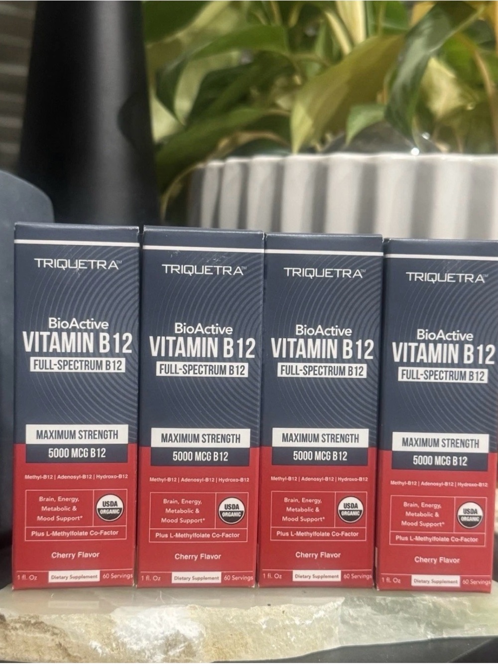 Triquetra BioActive Vitamin B12 Full-Spectrum Cherry - Maximum Strength lot of 4
